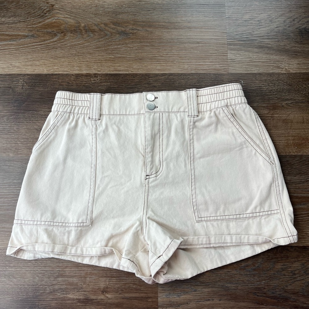 Full Tilt High Waist Cream Shorts